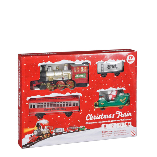 Luville Weihnachtszug Set Rot 1181059 – Mit Dampf & Sound, 29‑teilig - batteriebetrieben